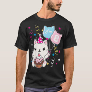 Kinder 8th Kitten Birthday Girl Cat theme 8 T-Shirt