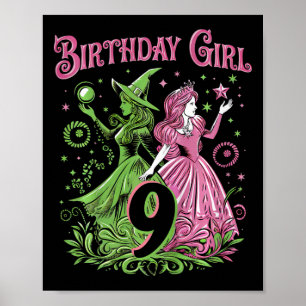 Kinder 9. Geburtstag Rosa und Grün 9 Jahre alt Poster