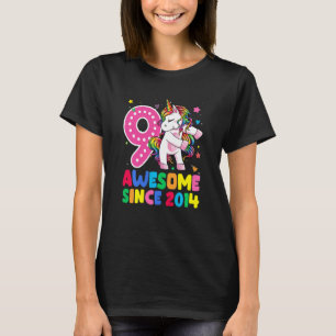 Kinder 9 Jahre alt Einhorn Blüte 9. Geburtstag Gir T-Shirt
