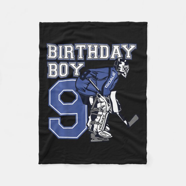 Kinder 9 Jahre alt Eishockey Goalie Thema Geburtst Fleecedecke (Vorderseite)