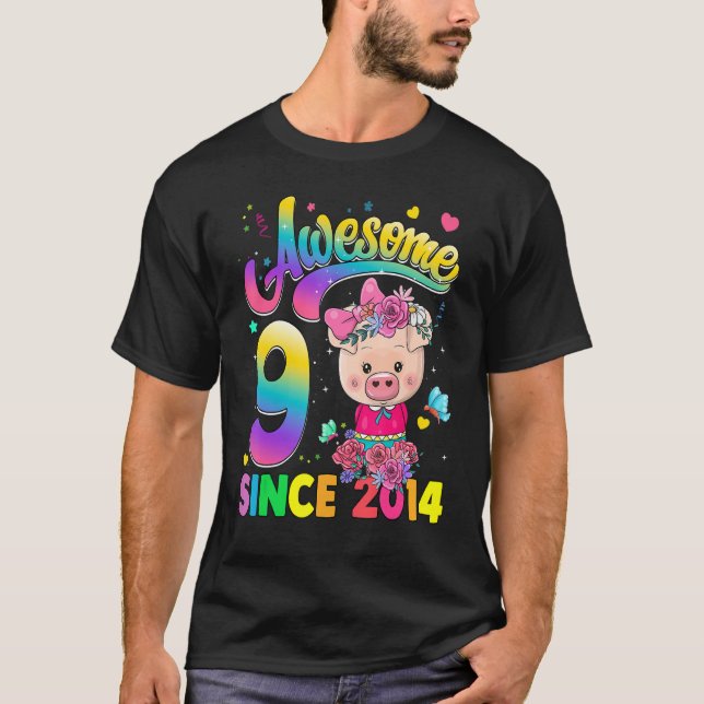 Kinder 9 Jahre alt seit 2014 Prinzessin Pig 9. Geb T-Shirt (Vorderseite)