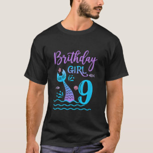 Kinder 9 Jahre alter Meerjungfrau Schwanz 9. Gebur T-Shirt