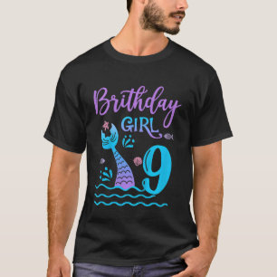 Kinder 9 Jahre alter Meerjungfrau Schwanz 9. Gebur T-Shirt