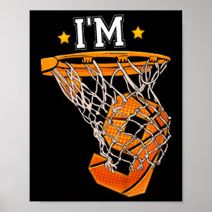 Kinder 9th Birthday Basketball I m 9 Boy Girl 6th  Poster