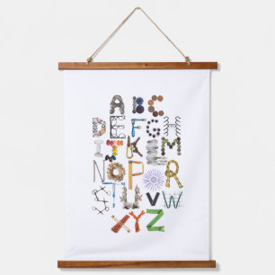 Kinder ABC Alphabet Kinderwand Kunst - Phonetisch Wandteppich Mit Holzrahmen