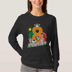 Kinder Achte 8. Geburtstagsfarm Tier Kuh Schweinek T-Shirt