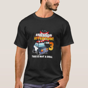 Kinder Achtung ich bin 3 Polizist Auto 3 Jahre alt T-Shirt