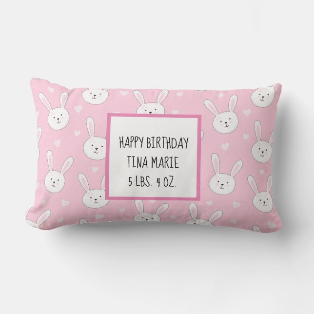 Kinder Adorable Bunny Rabbit Osterpink Herz Lendenkissen (Vorderseite)