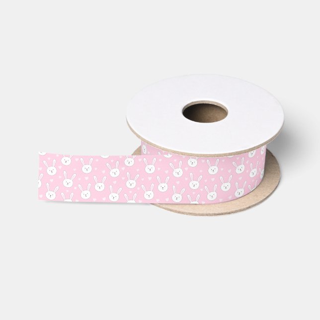Kinder Adorable Bunny Rabbit Osterpink Herz Satinband (Spule)