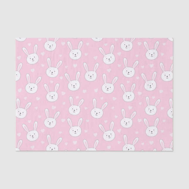 Kinder Adorable Bunny Rabbit Osterpink Herz Seidenpapier (Vorderseite)