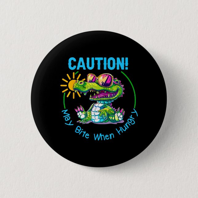 Kinder Alligator Krokodil Florida Urlaub Sommer Button (Vorderseite)