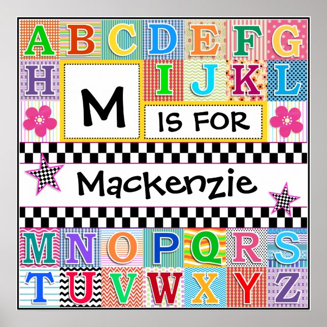 Kinder Alphabet Art 24x24 Personalisiert Poster (Vorne)