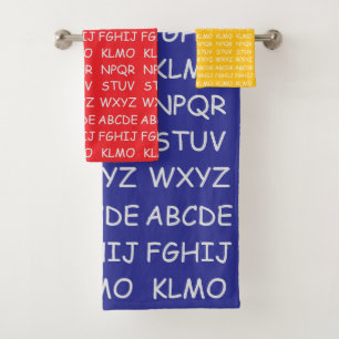 Kinder Alphabet Blue Red Yellow Badhandtuch Set