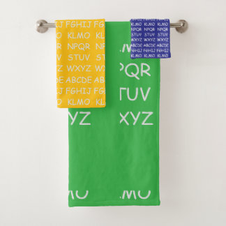 Kinder Alphabet Grün Gelb Blau Badhandtuch Set