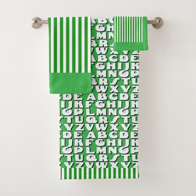 Kinder Alphabet Grüne Streifen Badhandtuch Set (Insitu)