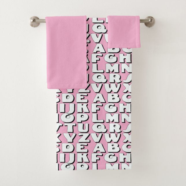 Kinder Alphabet Pink Badhandtuch Set (Insitu)