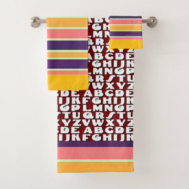 Kinder Alphabet Regenbogen Streifen braun Badhandtuch Set (Insitu)