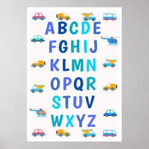 Kinder Alphabet Toyota Cars Poster