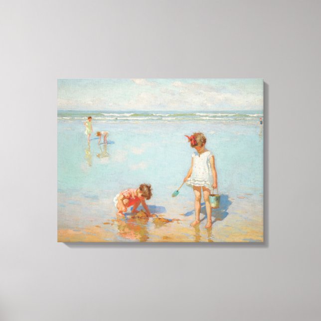 Kinder am Meer (Sommerstrand) Leinwanddruck (Vorderseite)