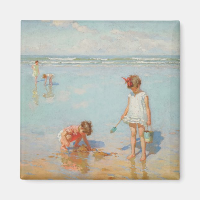 Kinder am Meer (Sommerstrand) Magnet (Vorne)