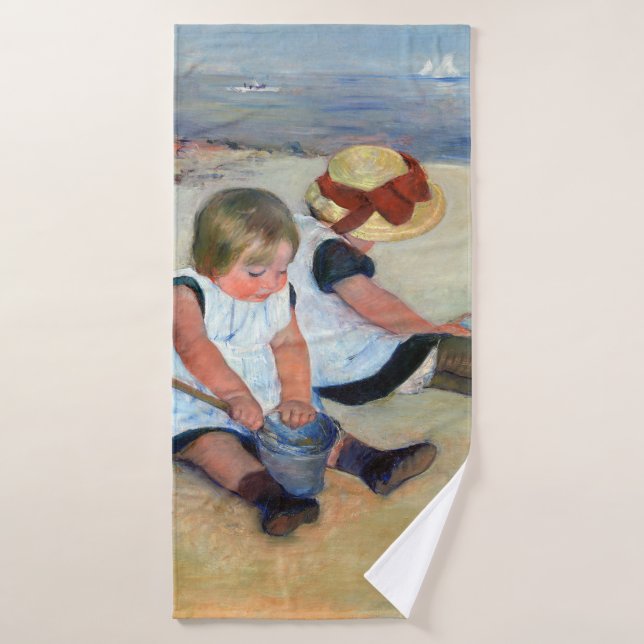 Kinder am Strand, Cassatt Badehandtuch (Badehandtuch)