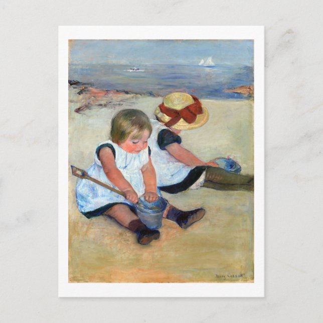 Kinder am Strand, Cassatt Postkarte (Vorderseite)