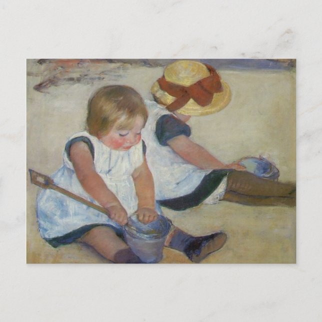 Kinder am Strand, Mary Cassatt Postkarte (Vorderseite)