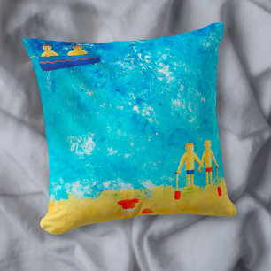 Kinder am Strand Moderne Zeitgenössische Kunst Kissen