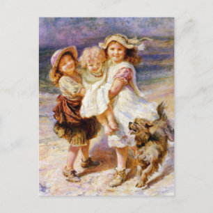 Kinder am Strand Postkarte