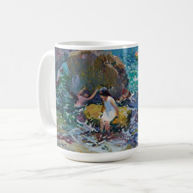Kinder an der Küste, Jávea | Joaquín Sorolla Kaffeetasse (Vorderseite Links)