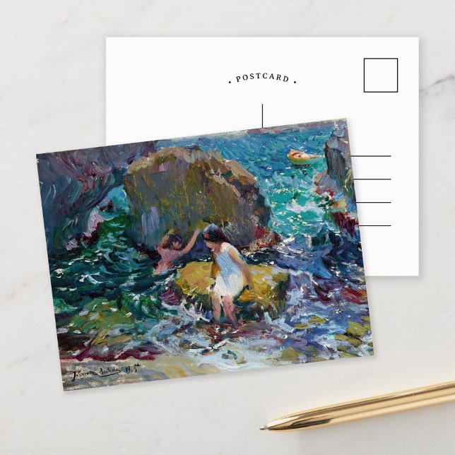 Kinder an der Küste, Jávea | Joaquín Sorolla Postkarte (Von Creator hochgeladen)