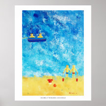 Kinder an der Küste Zeitgenössische Kunst Print