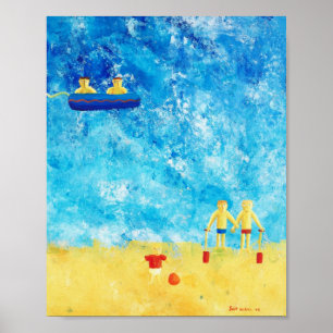 Kinder an der Küste Zeitgenössischer Kunstdruck Poster