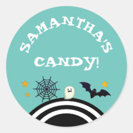 Kinder Aquamarine Personalisierte Halloween-Bonbon Runder Aufkleber