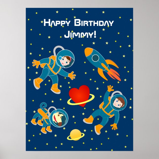 Kinder Astronauten Liebe Space Travel Poster (Vorne)