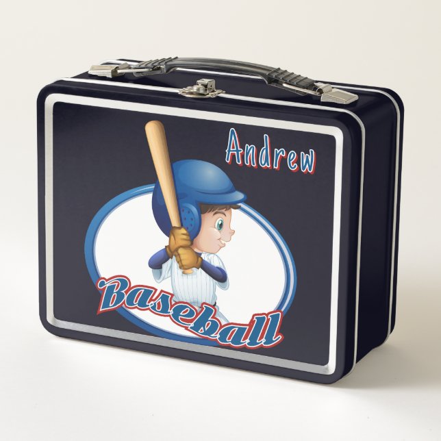 Kinder auf Baseball Metall Brotdose (Vorderseite)
