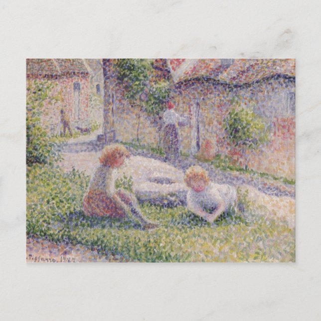 Kinder auf Bauernimpressionismus Postkarte (Vorderseite)