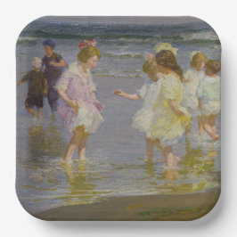 Kinder auf dem Strand (von E.H. Potthast) Pappteller