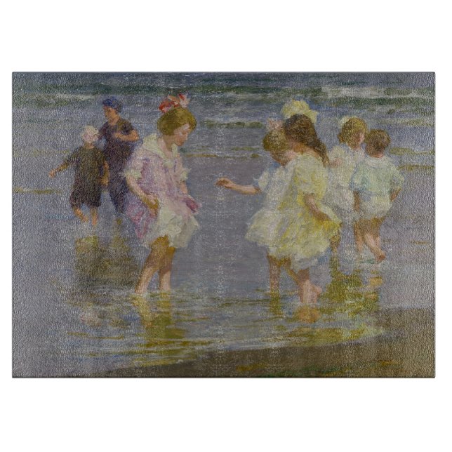 Kinder auf dem Strand (von E.H. Potthast) Schneidebrett (Vorderseite)