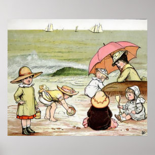 Kinder auf dem Strandplakat Poster