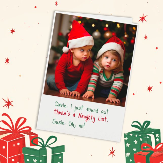 Kinder auf der unheilvollen Weihnachtskarte Feiertagskarte (Kids on The Naughty List
(folded card))