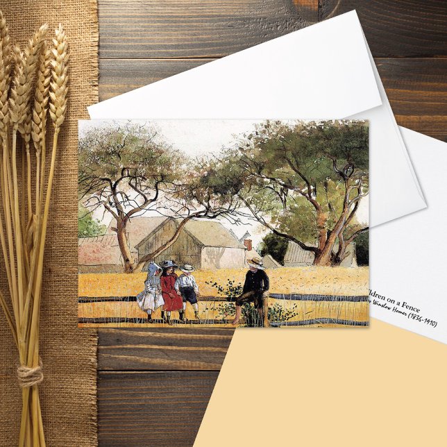 Kinder auf einer Zaun-Winslow-Homer-Note-Karte (Von Creator hochgeladen)