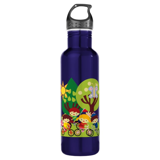 Kinder auf Fahrrädern Trinkflasche (Vorderseite)