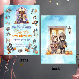 Kinder auf Halloween Kindergeburtstag Party Einladung