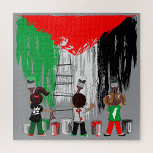 Kinder aus Gaza malen die palästinensische Flagge 
