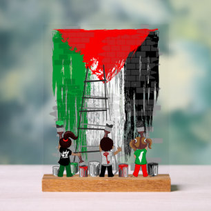 Kinder aus Gaza malen die palästinensische Flagge Acrylschild