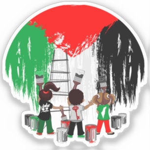Kinder aus Gaza malen die palästinensische Flagge Aufkleber