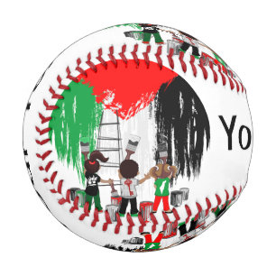 Kinder aus Gaza malen die palästinensische Flagge  Baseball