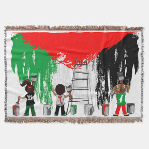 Kinder aus Gaza malen die palästinensische Flagge Decke