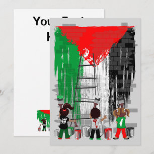 Kinder aus Gaza malen die palästinensische Flagge  Einladung